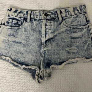 Acid wash denim shorts